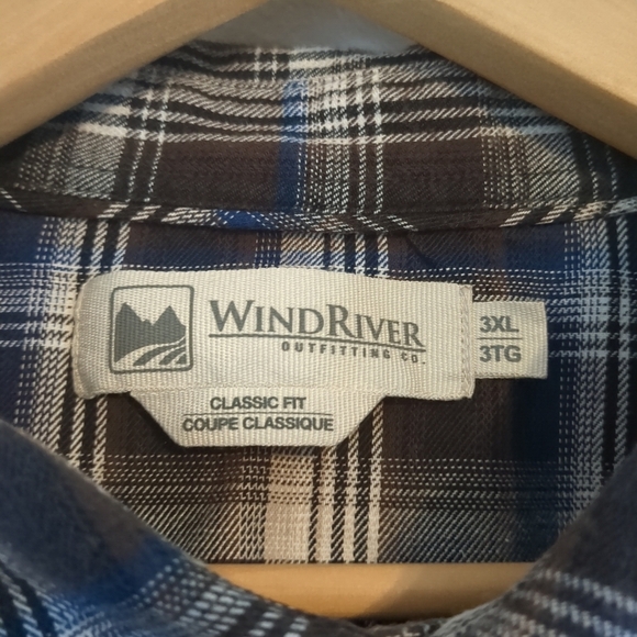 WindRiver Shirt Mens 3XL Brown Blue Plaid Flannel Long Sleeve Pearl Snap Outdoor - Picture 4 of 8